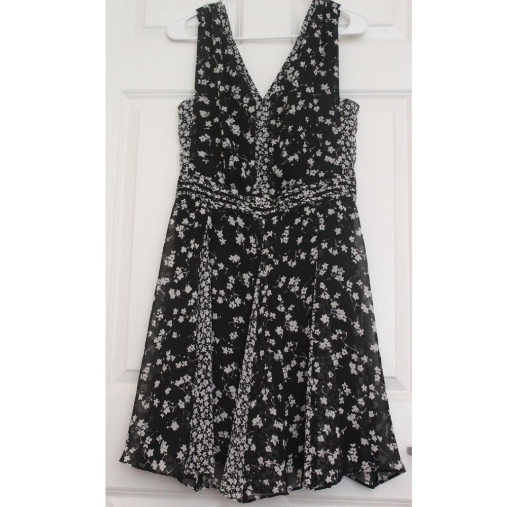 Simply Vera By Vera Wang Floral Mini Dress Black Summer Casual Gothic Sz S